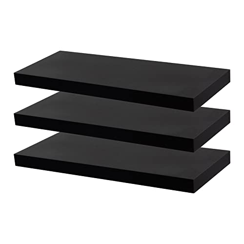 Harbour Housewares Modern Floating Wall Shelf - 60cm - Black - Pack of 3 - Photo Gallery Bookshelf Wall Shelves for Living Room Display Bedroom Office Storage