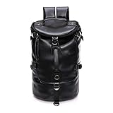 Leather Travel Duffel Bags For Men Chao Ran Black College School Student Backpack Waterproof Airplane Carry On Bags For Business 3 Usage As Handbag, A Shoulder Bag And Backpack