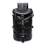 Leather Travel Duffel Bags For Men Chao Ran Black Laptop Backpack Waterproof Airplane Carry On Bags For Business 3 Usage As Handbag, A Shoulder Bag And Backpack