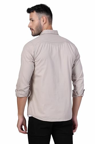 Image of Men's Cotton Twill Utility Shirt | Full Sleeve Button-Down Casual Shirt | Dual Chest Pockets | Comfortable Regular Fit | Everyday Wear