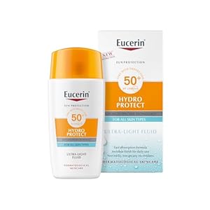 Eucerin Sun Face Hydro Protect Ultra-Light Fluid SPF 50+ 50ml, Facial Sunscreen with Non-Greasy Finish, Fast-Absorbing and Ultra Broad Spectrum Face Sun Cream