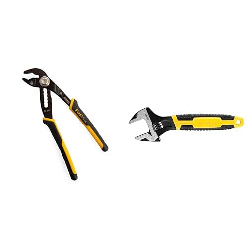 Stanley 090948 Clé à molette MaxSteel 30 x 200 mm & 0-84-647 - Pince Multiprise À Verrouillage Gamme FatMax - Mâchoire Renforcée Par Induction - Bouton...