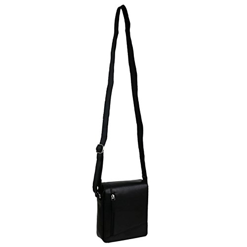 Sac à bandoulière en cuir véritable sacoche mixte marron et noir
