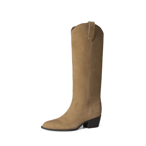 DREAM PAIRS Suede Knee High Fall Tall Boots for Women,Taupe,6 - image 1