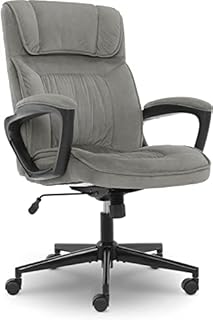 Serta Executive Office Chair Ergonomic Computer Upholstered Layered Body Pillows, Contoured Lumbar Zone, Base, Fabric, Black/Grey