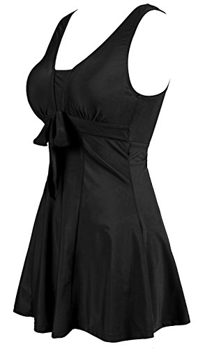 wantdo Women's Plus Size One Piece Swimsuit Tummy Control Modest Bathing Suit Flower Print Swimdress with Skirt2