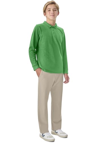Image of Classroom Uniforms Long Sleeve Pique Polo T-Shirt for Men and Women CR835X, M, SS Kelly Green