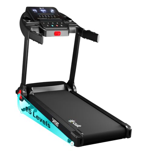 Fitkit by Cult PowerRun96Auto BLDC Treadmill 5.5HP Peak | 120kg Capacity | 15-Level Auto Incline | 14 km/hr Speed | Foldable with Wheels | 12 Preset Programs & Tablet Holder | Perfect for Home Fitness