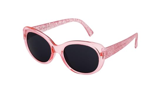 LITTLE QUEEN - Small Kids Cat Eye/Oval Pink Glitter Fashion Sunglasses 3-8Y2