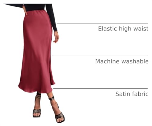 Image of BTFBM 2026 Summer Womens Skirts Silk Elegant High Waist Flowy Long Satin A-Line Midi Skirt Cocktail Wedding Party