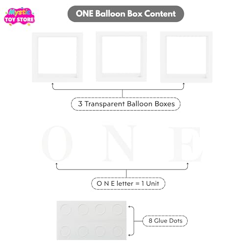 Image of One Balloon Box for 1st Birthday Decoration Baby Boys Girls Kids Twins Year Transparent Plain Letter Balloon 3 Pcs White Box Glue Dots Arrangement Set Items Kit