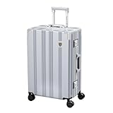 [New Trip] スーツケース 機内持ち込み キャリーケース アルミフレームタイプ 静音キャスター&ストッパー付き PC100%素材 耐衝撃 TSAロック 隠しフック ビジネス 出張 旅行 キャリーバッグ Sサイズ 1～3泊 グレー色