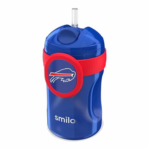 Smilo Straw Cup - Buffalo Bills Officially Licensed NFL Sippy Cup - Baby and Toddler Cup with Weighted Silicone Straw and 8.5 oz Capacity - BPA-Free