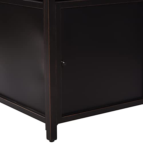 Image of Rectangular 46 in. x 31 in. Aluminum Propane Fire Pit Table, Glass Beads, Two Covers, Lid, 57,000 BTUs in Copper Finish