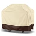 SunPatio Grill Cover 55 Inch, Outdoor Heavy Duty Waterproof Barbecue Gas Grill Cover, UV and Fade Resistant, All Weather Protection for Weber Charbroil Kenmore Grills and More, Beige & Brown