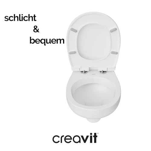 Creavit PERLA Hänge-WC Wand WC Toilette inkl. Soft-Close Deckel weiss – Bild 5