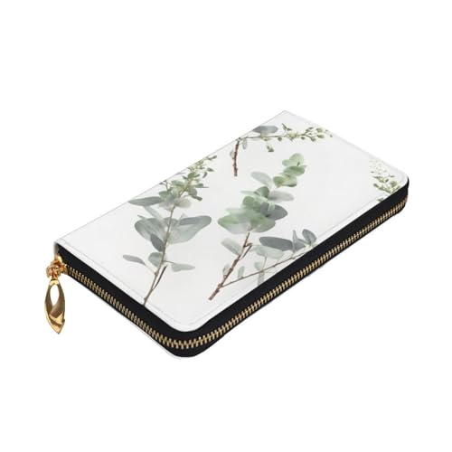 White Natural Greenery Twig Wallet For Women Men Clutch Rfid Blocking Leather Wallets Large Capacity Purse Credit Card Holder Money Case With Zipper Phone Holder Long Travel Purse3