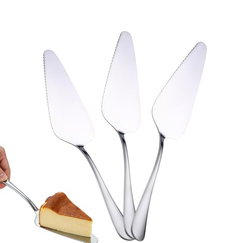 Vyqrx Tortenheber Edelstahl - Kuchenheber & Kuchenschaufel mit gezackter Kante Ideal für Kuchenschneider Hochzeiten & Küchengebrauch (3 Runder Griff)