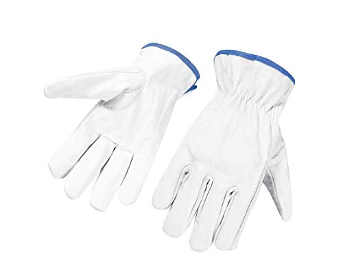 12 pair Cowhide grain leather work gloves (PPE) natural color (Small)