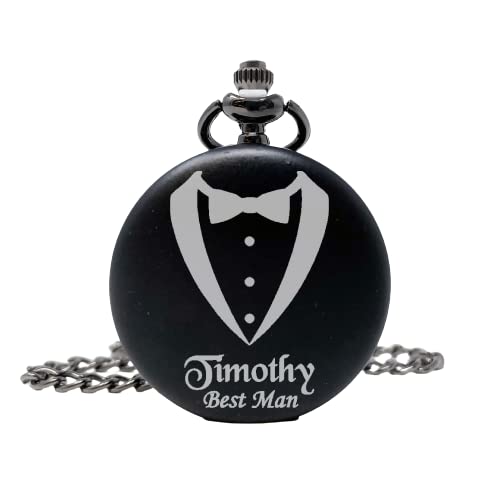 Personalized Black Pocket Watch with Custom Engraving