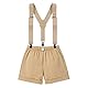 FYMNSI Dschungel 1. Erster Geburtstag Party Kleidung für Baby Jungen Giraffe Baumwolle Kurzarm Fliege Strampler Body Y-Rücken Hosenträger Shorts Bekleidungsset Safari Wald Fotoshooting Khaki 3er Set