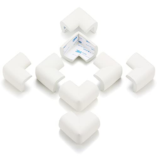 Image of 8 Pack Soft Corner Protector Baby Proofing Edge and Corner Guards, Safety Pre-Taped Rubber Foam,Child Safety Furniture Bumper, Corner Protectors for furniturey, Soft Sponge Table Corners, White