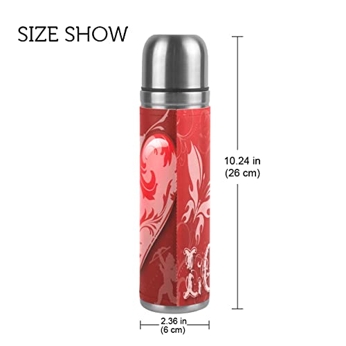 Corazón amor suerte abstracto botella de agua de acero inoxidable aislado al vacío termo 500 ml viaje deporte té café… - Imagen 3