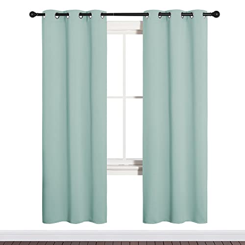 Image of NICETOWN Bedroom Curtain Panels Blackout Draperies, Thermal Insulated Solid Grommet Blackout Curtains /Drapes (Aqua, One Pair, 34 by 72-inch)
