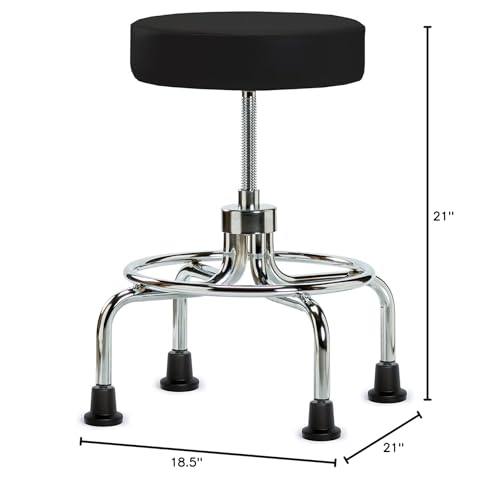 Image of Perch Retro Exam Stool with Glides, 18.5 inch-24 inch, Black Vinyl