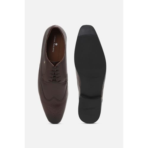 Image of Louis Philippe Men Premium Leather Breathable Lining Material Anti Slip with Heel TPR Sole Formal Derby Shoes