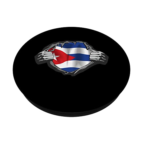 Cuba ripped shirt design show your heart PopSockets Swappable PopGrip, Black - Image 2