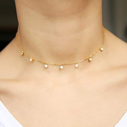 Collier ras du cou argent Sterling 925 breloque goutte fine ciselée
