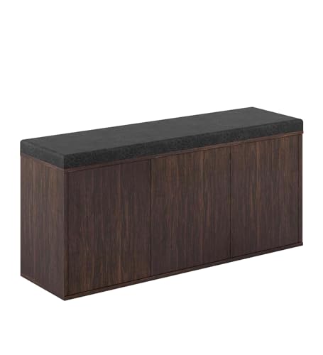 Image of Beni Shoe Rack | Engineered Wood | Choco Walnut Finish | 3 Doors & 4 Shelves | Storage Organizer for Entryway | Knock Down | 36 Months Warranty