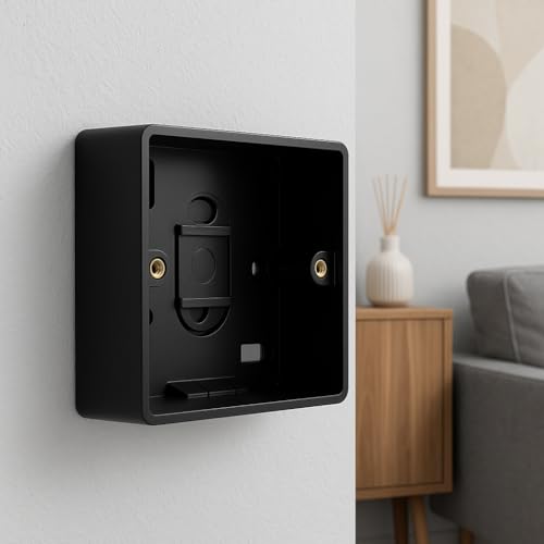 SHPELEC® Black Surface Mounted Pattress Box - Single/Double, Stylish and Durable Box for Mounting Electrical Devices, BS 5733 Compliant (1 Gang (Single))