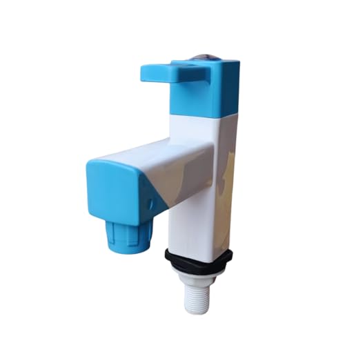 Image of PTMT Square White PVC Blue Crystal Plastic Water Tap /Long Body Plastic /Routing Tap /Washing Area /Kitchen Sink Tap /Bathroom Bib Cock for Hot & Cold Water /Basins Cock (Pack of, 6)