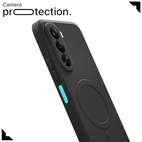 Image of Pikkme Back Cover for Realme P4x 5G Soft Matte Silicone Mag-Safe Design (Mag-Safe Not Support) Camera Protection | Slim Fit Bumper Cover (Black)