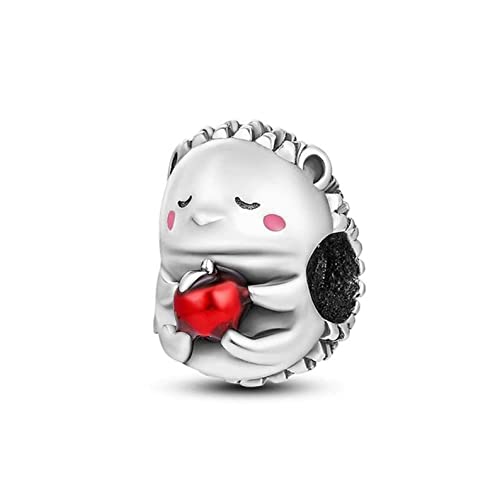 Ciondolo a forma di mela a forma di riccio, in argento Sterling 925, compatibile con braccialetti Pandora