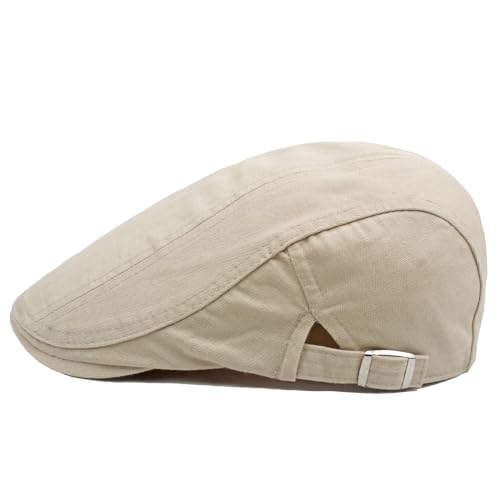 Quanhaigou Men's Cotton Flat Ivy Gatsby Newsboy Driving Hat Adjustable Irish Cabbie Ivy Driving Hunting Cap