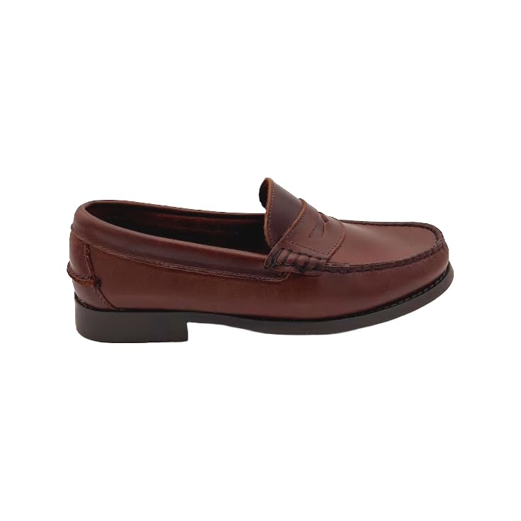 Benavente Zapato MOCASÍN Marca Piel Antifaz Piso Goma CASTAÑA