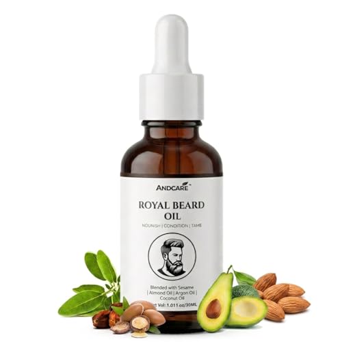 Andcare Beard Growth Oil for Men Faster & Thicker Beard Almond & Rosemary Oil Natural Herbs Reduces Patchy Beard, Promotes Dense Growth Softens & Nourishes Strengthens Fast Beard Growth Beard Hair | 30ml
