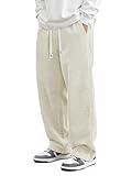 JMIERR Men's Corduroy Pants Baggy Joggers Elastic Waist Drawstring Work Pants Harem Fashion Relaxed Fit Casual Cream Long Jogger Trousers, XL, Beige