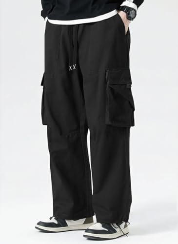 Image of GRECIILOOKS Men's Cargo Pants | 6 Pocket Cotton Cargo Joggers for Men | Loose Fit Stylish Pant with Pockets | Casual Baggy Trousers & Streetwear Lower