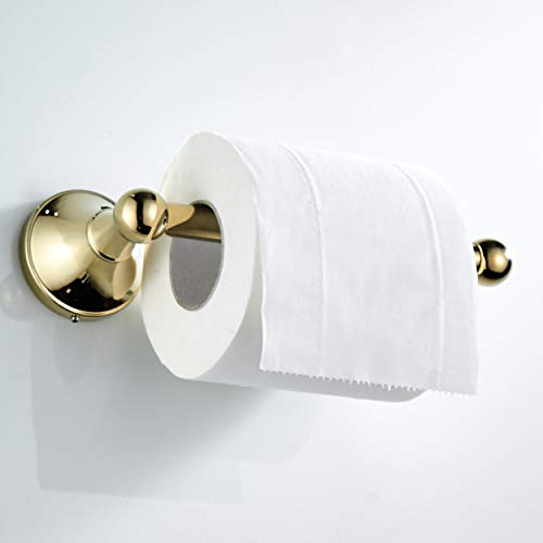 Flybath Toilet Paper Holder Without Cover Brass Bathroom Paper Tissue Roll Wall Mounted, 20 cm / 7.87 inches, Polished Gold