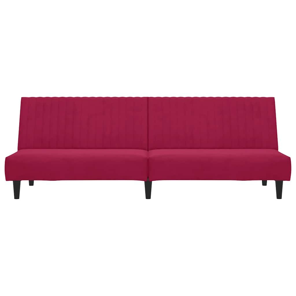 Sofá cama de 2 plazas color rojo vino terciopelo 200 x 84,5 x 69 cm, sofá cama plegable con marco de madera, mini sofá para salón, habitación de invitados, oficina