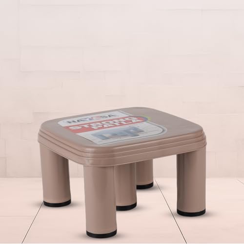 Image of Nayasa Strong Stool | Durable Plastic Stool | Ideal for Office Use, Kitchen and Bathroom Use, Shops and, Hospital Use, Plastic Stool for Home Use | Brown