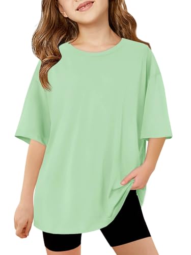 Image of Haloumoning Girls Short Sleeve T-Shirts | Kids, Summer,Girls shirts,Oversized t shirts,Girls T-Shirts,Oversized Tops, Casual Crewneck, Basic Tees 5-14Y