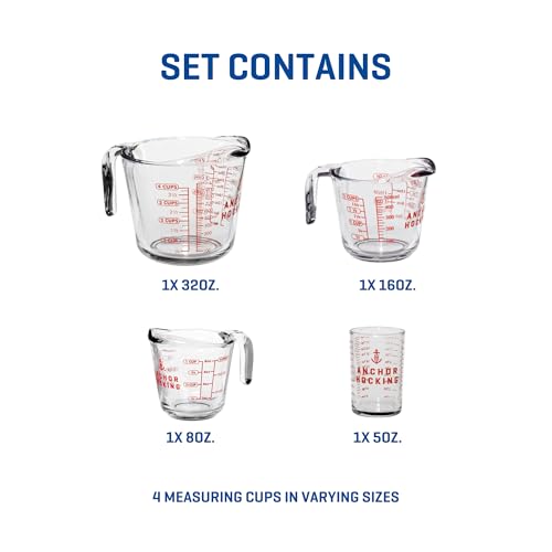 Anchor Hocking Measuring Cup Set of 4 (4-piece, 5 oz, 1-cup, 2-cup, 4-cup)