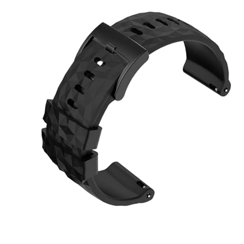 BHMIRUI Compatible con Suunto 7 D5 9 TRAVERSE Series Alpha Watch Correa de silicona de caucho de 24 mm Correa de reloj deportiva resistente al agua Pulsera for hombre con herramientas(A-Black black)