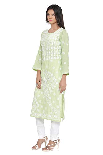 Image of Ada Women's Cotton Regular Fit Tunic Hand Embroidered Lucknowi Chikankari Ethnic Wear Kurta Kurti A130717