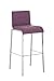 TPFLiving Stołek barowy Avon z wygodnym oparciem i przyjemnym podnóżkiem - metal o wyglądzie chromu - powierzchnia siedziska: sztuczna skóra liliowa